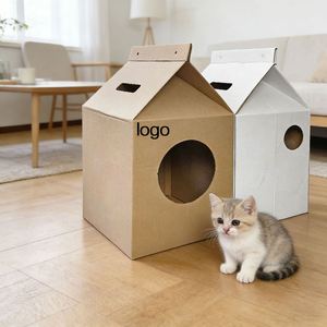 Factory Direct Customizable Free Design Corrugated <b>Paper</b> Cat House Foldable Eco-Friendly Ideal for Indoor Pet Rest & Play - Product Image 1