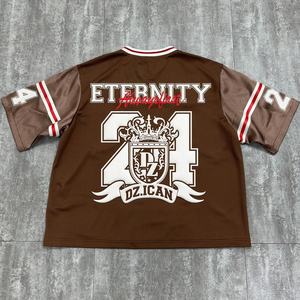 Camisetas de fútbol vintage de malla, personalizadas con estampado en relieve, jersey oversize, camiseta de diseñador con cuello en V, camisetas de corte holgado y peso pesado para hombre - Product Image 2