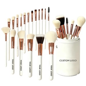 Juego de Brochas de Maquillaje Profesional de Lujo EMF de 18 Piezas con Mango de Madera y Pelo Sintético <span class=keywords><strong>Color</strong></span> Oro Rosa, Marca Personalizada de Alta Calidad - Product Image 1
