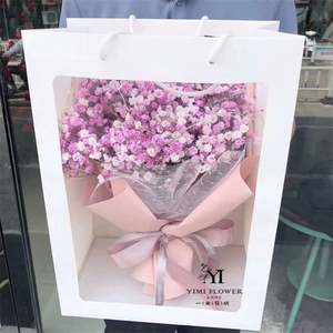 Bolsa de Papel de Regalo para Ramos de Flores de Lujo Personalizada, Bolsas de Papel de Regalo Blancas y Rosas para Ramos con Ventana - Product Image 3