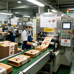Manchons d'emballage en carton écologique personnalisés XJY, papier artistique, revêtement brillant, estampage à <span class=keywords><strong>chaud</strong></span>, bandeaux UV, gaufrage, <span class=keywords><strong>sushi</strong></span> - Product Image 6