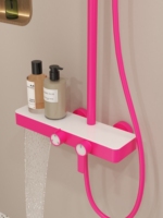 Ensemble de douche thermostatique haut de gamme au design moderne, système de douche en laiton pour salle de bain, mitigeur chaud/froid, robinets de douche roses