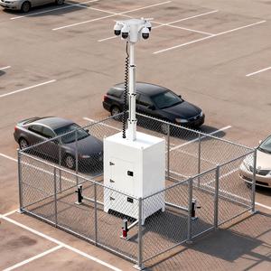 Tour de surveillance vidéo mobile certifiée CE avec mât de 6 mètres pour la sécurité des parkings - Product Image 1