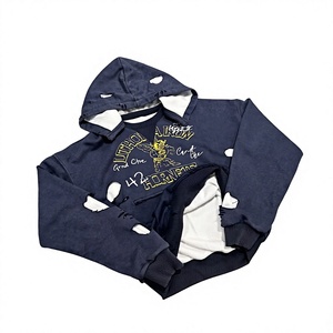 Sudadera con capucha de algodón de alta calidad, personalizada, de invierno, con lavado ácido, efecto desgastado, bordado de chenilla, estilo vintage, con corte en blanco y rotos. - Product Image 4