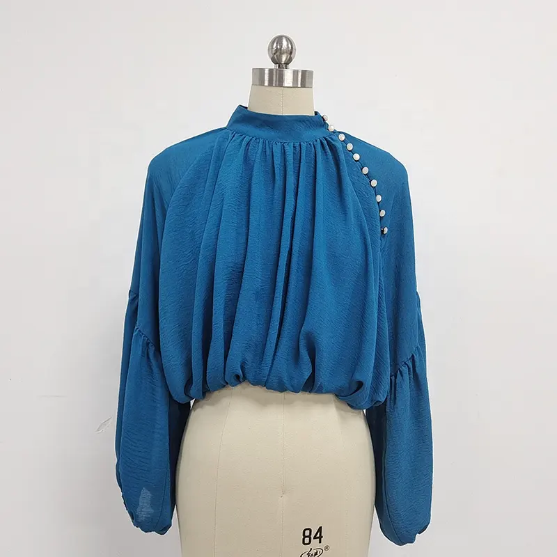 RUYI fashion chiffon peacock blue blouse for women