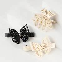 Pince à cheveux en acétate avec strass papillon ajouré, brillante, style européen, pour femme, idéale pour les soirées