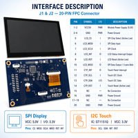 وحدة عرض تعمل باللمس IPS مقاس 4.3 بوصة بواجهة SPI+I2C، سطوع 350cd/m، دقة 800x480، ذاكرة فلاش مدمجة 16 ميجابايت + ذاكرة وصول عشوائي 16 ميجابايت