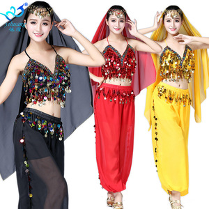 Belly <b>Dance</b> Costume Chiffon Sequined Tassel Wide Leg <b>Pants</b> Set Female Performance Wear - Product Image 2