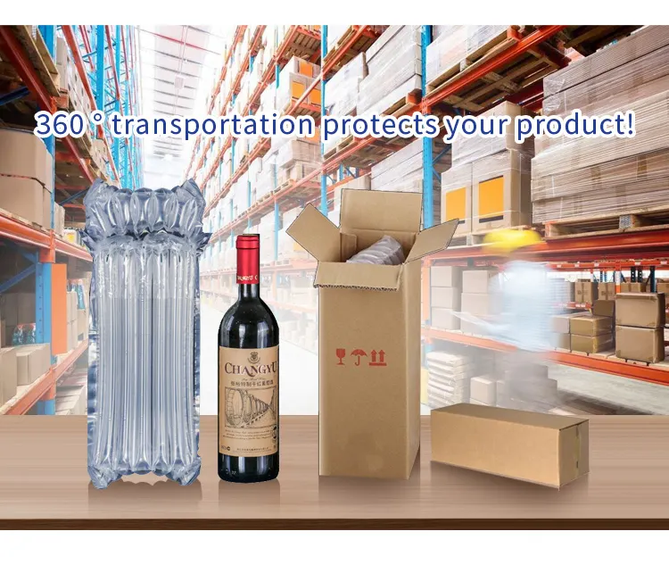 GZGJ Wine Bottle Travel Protector Bags Inflatable Air Column Packaging Bubble Bag Wine Bottle Protector For Transportation