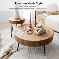 Table gigogne ronde en placage de bois de 31,5 pouces avec pieds en forme d'épingle à cheveux pour salon