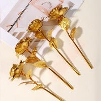 Cadeau pour la Fête de Qixi et la Fête des Enseignants : Bouquet de roses dorées en fleurs éternelles en PVC, fait main, avec décoration en relief injecté