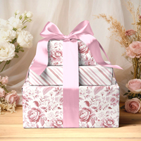 Papier d'emballage imperméable à rayures florales rose mat à revêtement simple face avec nœud pour bouquet de roses fraîches, fourniture en gros pour fleuristes
