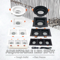 Ampoule LED moderne Mr16 Gu10, boîtier double cadre carré, downlight réglable, boîtier pour la maison, le bureau, éclairage LED spot ABS, 6000K