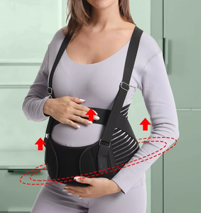 Faja <span class=keywords><strong>de</strong></span> Soporte Doble para Espalda y Abdomen con Correa para Hombro, Ajustable, Negra, Cinturón <span class=keywords><strong>de</strong></span> Cuidado Abdominal Especial para Mujeres Embarazadas - Product Image 6