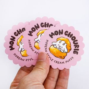 MON CHOURIE Korean Style Cream Puffs Adhesive <b>Sticker</b> Irregular Shape Pink Paper <b>Label</b> for Bakery Packaging - Product Image 4