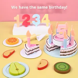 HURREE Maison <span class=keywords><strong>de</strong></span> <span class=keywords><strong>jeu</strong></span> en bois double étage en forme <span class=keywords><strong>de</strong></span> gâteau <span class=keywords><strong>d</strong></span>'<span class=keywords><strong>anniversaire</strong></span>, jouet éducatif <span class=keywords><strong>de</strong></span> <span class=keywords><strong>cuisine</strong></span> pour enfants <span class=keywords><strong>de</strong></span> 2 à 7 ans, coffret cadeau - Product Image 1