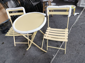 Juego <span class=keywords><strong>de</strong></span> mesa plegable <span class=keywords><strong>de</strong></span> metal estilo bistró <span class=keywords><strong>de</strong></span> 3 piezas moderno, alta capacidad, ligero, para jardín, parque, muebles <span class=keywords><strong>de</strong></span> hierro para exteriores - Product Image 6