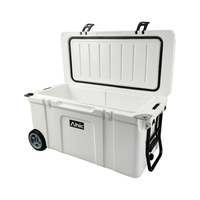 Glacière isotherme en plastique rotomoulé AHIC 80 QT avec roues, boîte de refroidissement pour le camping et la pêche en plein air