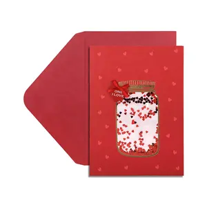 Impresión personalizada hecha a mano, papel de aluminio dorado decorativo, botella de los deseos, tarjetas de felicitación para Celebración del Día de San Valentín para amantes