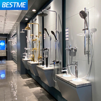 Ensemble de robinetterie de douche monocommande contemporaine de forme carrée, 3 fonctions, en laiton poli et céramique, apparent, finition mate, pour appartements