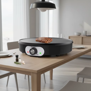 Machine à crêpes et à gaufres à température réglable et plaque fixe, avec indicateur d'alimentation et de prête à l'emploi - Product Image 6