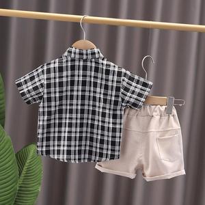 새로운 스타일 아기 남자 정장 세트 반팔 나비넥타이 셔츠 반바지 - Product Image 4