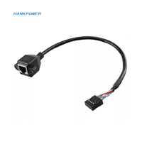 Kabel Ekstensi Jaringan LAN Ethernet OEM USB2.0 Dupont 2.54mm 9pin Female ke RJ45 Female dengan Lubang Sekrup Pemasangan untuk PC Host