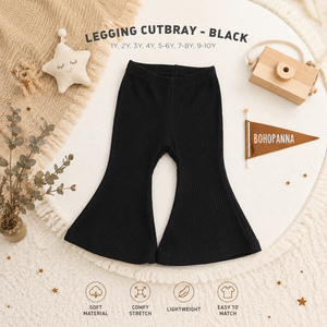 Pantalon legging noir en tissu côtelé doux, offrant une mobilité flexible et un confort respirant pour l'école et les aventures en plein air - Product Image 4