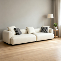Canapé en cuir véritable avec rembourrage en éponge, design moderne pour un environnement de vie paisible et confortable pour toute la famille