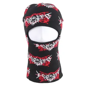 Groothandel Mode Acryl Pure Kleur Een Gat Ski Mask Beanie Winter Warm Caps Gezichtsmasker Custom Gebreide Balaclava