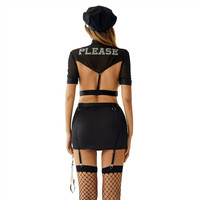 Vente en gros femmes Sexy Cosplay Cop Costume jeu de rôle exotique Lingerie sous-vêtements Cop uniforme