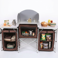 Klappbarer Camping-Küchentisch mit Aluminiumrahmen, tragbare Aufbewahrungstaschen für Picknick im Freien