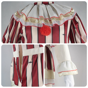 Costume da Cosplay di Halloween: Outfit da Clown Malvagio <span class=keywords><strong>Horror</strong></span> Completo a Righe Rosse in Tessuto di Poliestere - Product Image 6