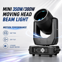 Nueva Llegada: Mini Cabeza Móvil Sharpy Beam de 350W 380W con Anillo, Doble Prisma, 14 Colores, Efecto Arcoíris, 17 Gobos, DMX512