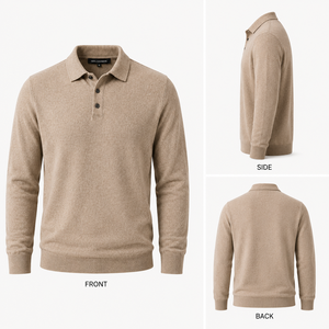 Polo de Cachemira de Manga Larga para Hombre, con Dobladillo Acanalado, Cálido, Ligero, Agradable al Tacto, Diseño Personalizado, Ropa OEM ODM - Product Image 2