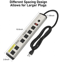 Multiprise PDU 4800J 20 A avec protection contre les surtensions, cordon d'extension de 3 m, prises universelles à espacement large pour garage industriel