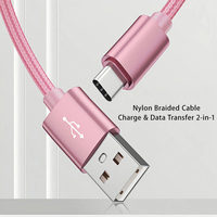 Kabel Pengisi Daya Cepat Nylon Kepang Grosir Pabrik 1m/2m/3m USB a ke Tipe C untuk iPhone Huawei Smartphone Android