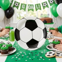 616140 8 Platos de Papel con Diseño de Balón de Fútbol, Vajilla Desechable para Fiestas Infantiles, Cumpleaños, Temática Deportiva, Celebración de Fútbol, Venta al Por Mayor
