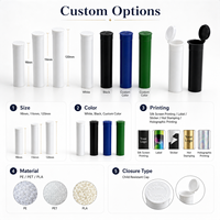 Emballage hermétique anti-odeur personnalisé 65mm 98mm 116mm 120mm Pop Top en plastique PP pour tubes à cigarettes coniques avec autocollant