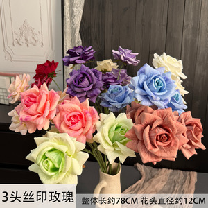 Roses artificielles Jinxi à 3 têtes, fleurs en soie, branche unique, décoration de mariage, décoration d'arche extérieure - Product Image 5