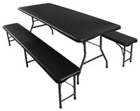 Banc pliant noir portable de 6 pieds pour une utilisation intérieure et extérieure dans les cours, les salles à manger, les hôtels et les écoles