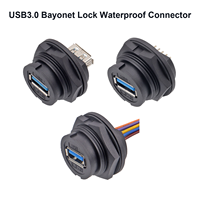 Connecteur étanche USB 3.0 Femelle-Mâle à montage sur panneau arrière, prise PCB IP67, rallonge industrielle à verrouillage rapide, prise de charge