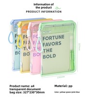 Sac de fichier de bonbons Morandi de grande valeur de vente chaude, sac de livre portable A4, sac de rangement en papier de style fermeture éclair, sac spécifique à l'examen