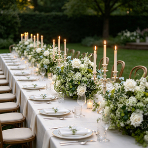 Centro de Mesa Floral Artificial Verde Blanco con Flores Naturales de Bosque para Primavera, Jardín y Bodas Temáticas al Aire Libre - Product Image 4