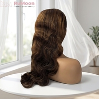Pelucas Frontales de Cabello Virgen Brasileño Ondulado Largo Rubio Miel Natural RUmoon P4/27 13x4 Completas Sin Pegamento HD Lace Transparente