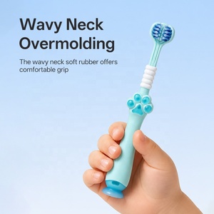 Brosse à dents manuelle pour enfants au design moderne Patte <span class=keywords><strong>de</strong></span> <span class=keywords><strong>chat</strong></span> avec nettoyeur <span class=keywords><strong>de</strong></span> <span class=keywords><strong>langue</strong></span> et ventouse – Fabrication usine - Product Image 2