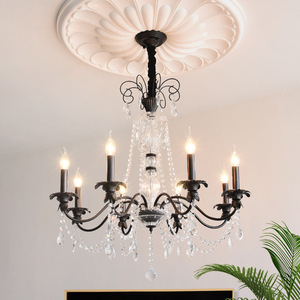 French Vintage Crystal Chandelier Multi Head E14 LED <b>Light</b> Home Living Room Bedroom Luxury Pendant <b>Light</b> - Product Image 2