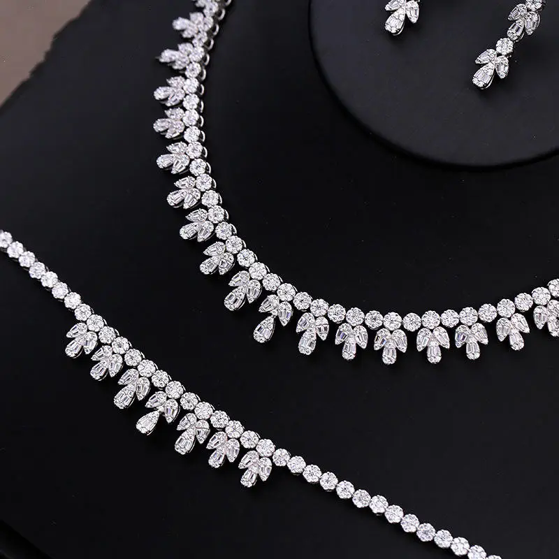 Top Selling Arabic Jewellery Women 925 Sterling Silver Full Set Micro Pave Cz Jewelry Fine Bridal Wedding Zirconia Jewelry Set