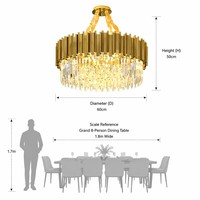 Lustre de luxe en cristal doré de style moderne pour salon, grande lampe de mariage, luminaires suspendus en acier inoxydable
