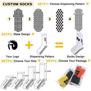 Kaus kaki desain kustom kaus kaki katun Anti selip pegangan olahraga silikon kaus kaki sepak bola - Product Image 4